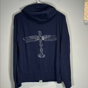 Vintage Boeing Aviation Zip Hoodie Navy Aerospace Sweatshirt M